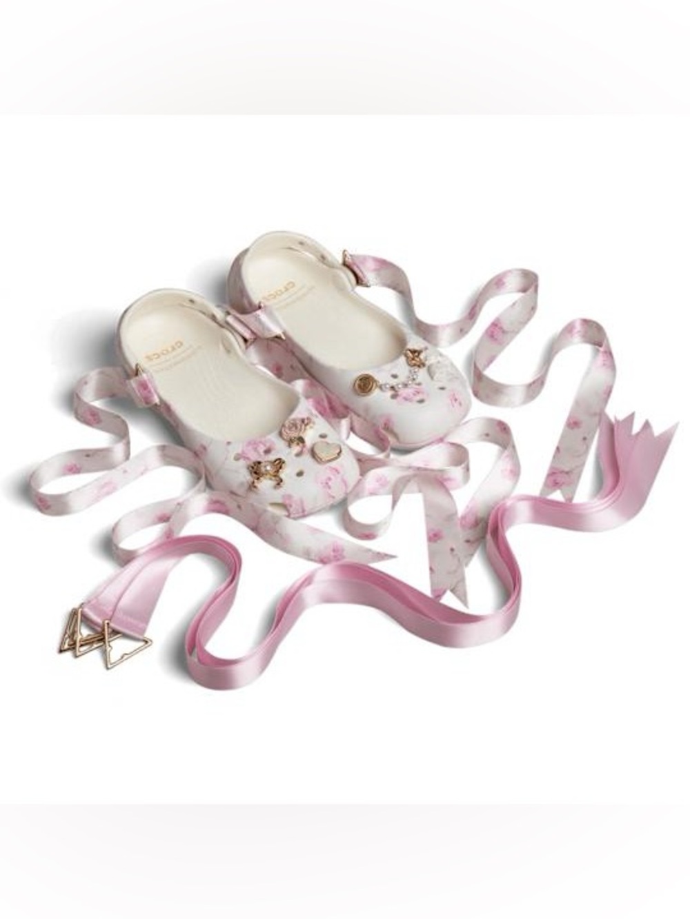 LOVESHACKFANCY x CROCS Romantic Rose Pink Floral Ribbon Mary Jane Ballet Flats 9 - Picture 12 of 15